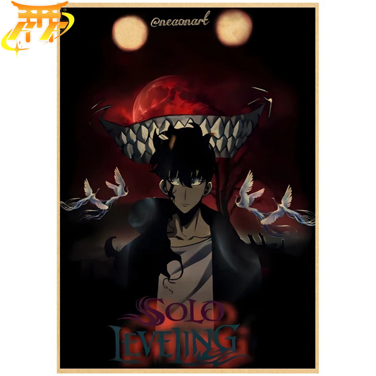 Sung Jinwoo Pod Czerwonym Księżycem Plakat - Solo Leveling™