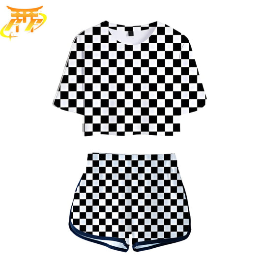 Tanjiro Damska Piżama w czarno-białą kratę - Demon Slayer™